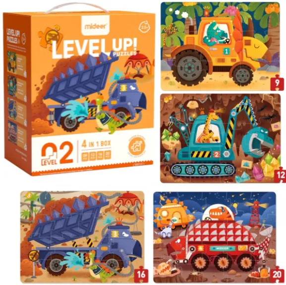 Seria de puzzle-uri „Proiectele dinozaurilor”, 4 în 1, nivelul 2