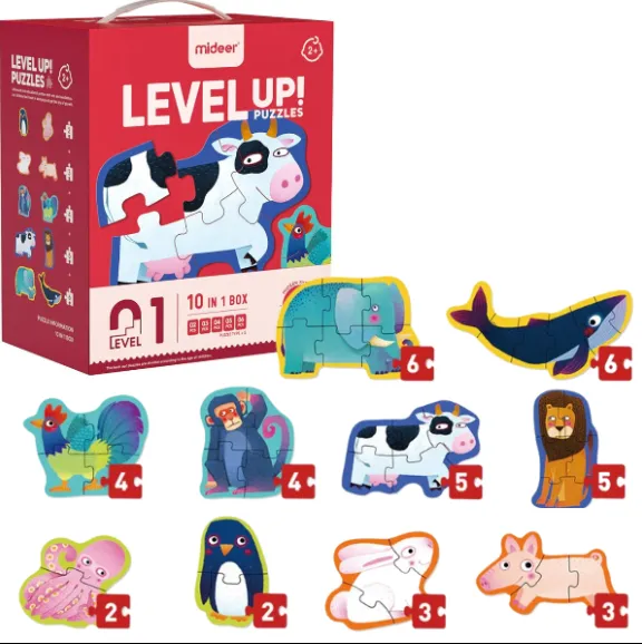 Seria de puzzle-uri „Animale”, 10 în 1, nivelul 1