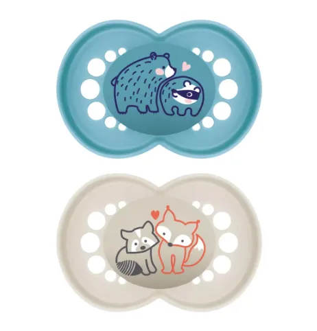 Suzeta ortodontica din silicon MAM Original Planet Love Boy (16+ luni), 2 buc.