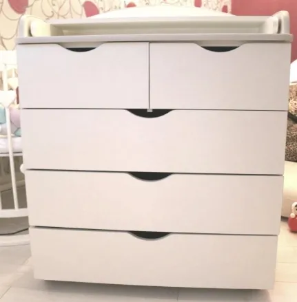 Comoda-măsuță de înfășat PernaMea HappyBaby Pro (5 sertare) 800 PAL White