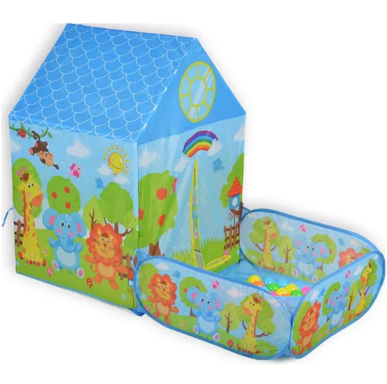 Cort pentru copii Moni Zoo 2 in 1 cu 50 bile Blue