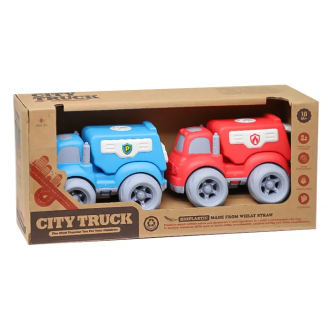 Mașină de poliție și camion de pompieri din bio-plastic, cod 852023