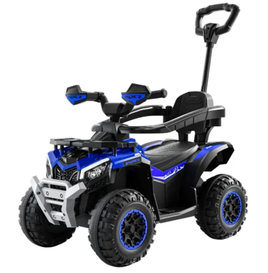 Tolocar ATV pentru copii, cu mâner parental, muzică și lumini, design modern, albastru (903587)