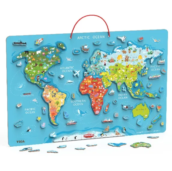 Puzzle și tablă magnetică „Harta lumii”