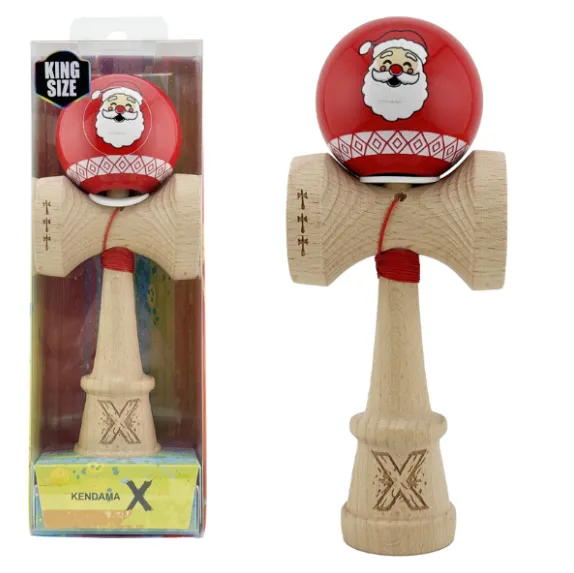 „Kendama Flippy X Original: Moș Crăciun”, Profesionala, Rulment Metalic, Ața 55 cm, Cupe Mari, 7.5 x 6 x 18 cm