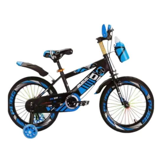 Bicicletă pentru copii cu 4 roți, 18 inch, albastră, cod 2293D