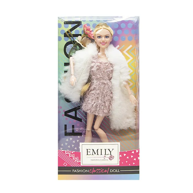 Papusa Emily 30 cm, cu flori, mov, cod 672028