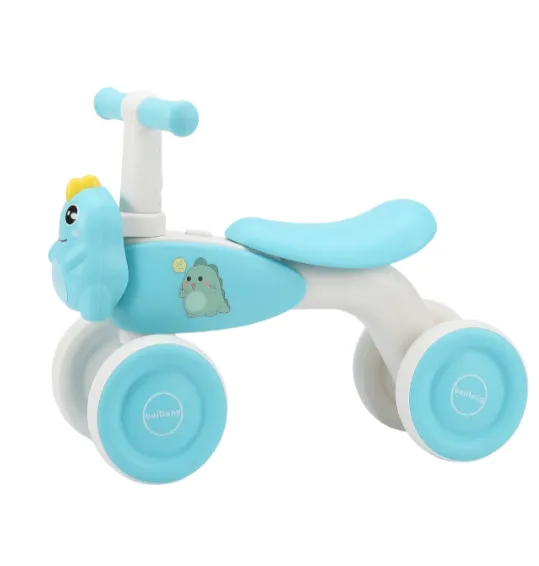 Bicicletă pentru copii fără pedale cu 4 roți, „Dinozaur” albastră, cod 990159