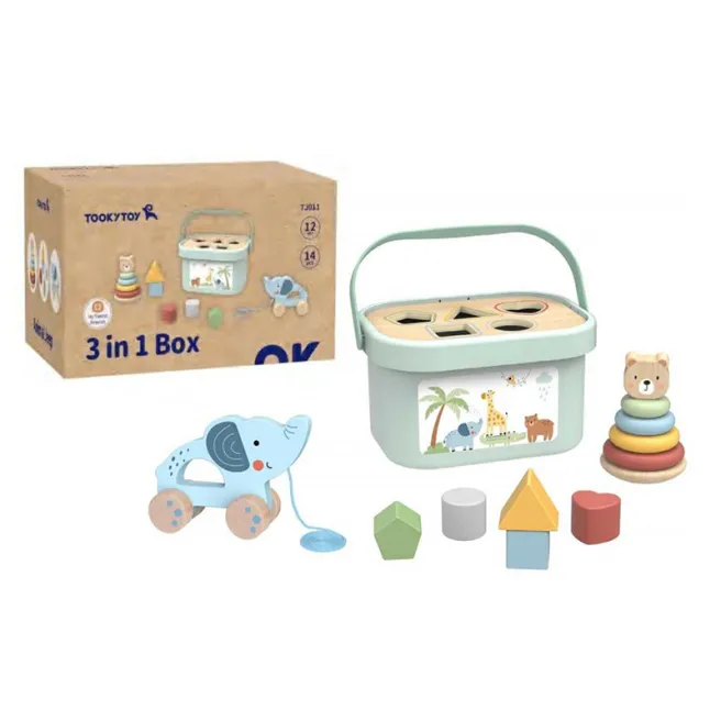 TK Setul 3in1 Sorter, Piramidă și Elefant pe ață, cod 58736