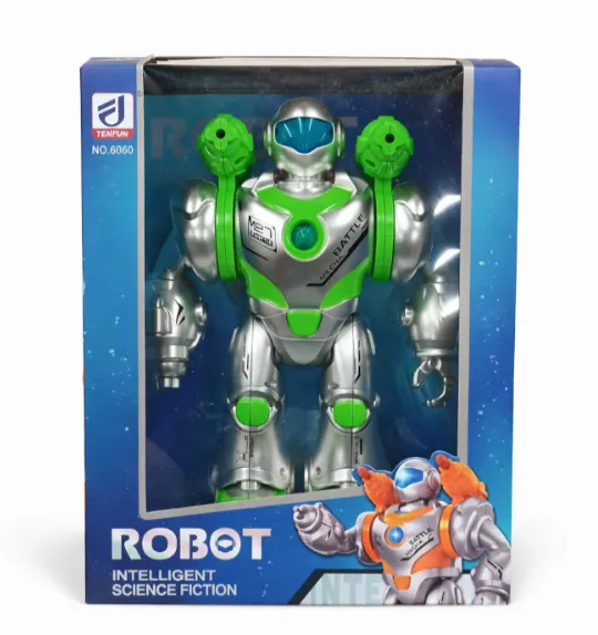 Robot electric cu rachete (lumină, sunet), verde, cod 962205