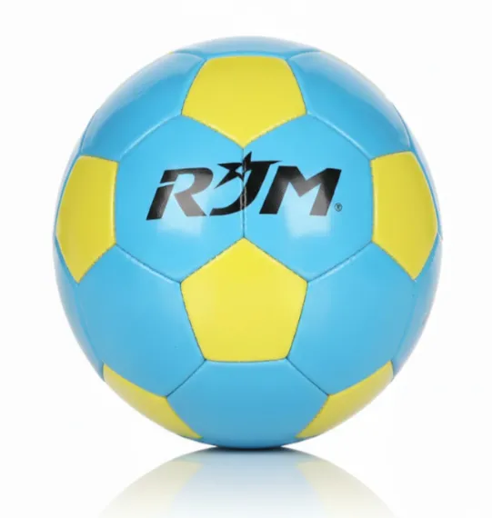 Minge de fotbal Size 5, cusută la mașină, galben-albastru, cod 2127D.