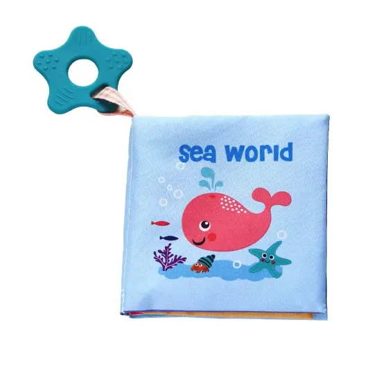 Carte educationala Kikkaboo Cloth book with teether Sea world