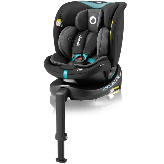 Scaun auto 40-150 cm (i-Size) Isofix Lionelo Navy Black Turquoise, rotativ 360