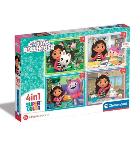 Clementoni Puzzle 4 în 1 „Casa de păpuși a lui Gabby” (21524)