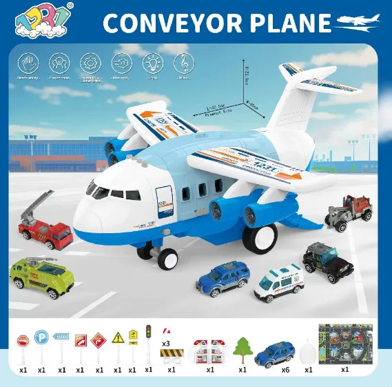 Avion cu sunete in set cu masinute