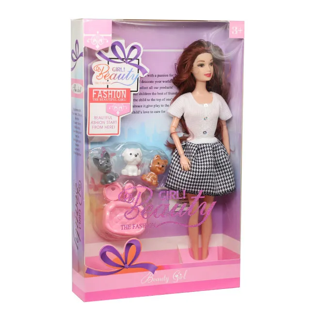 Păpușă în rochie gri și accesorii, 29 cm, cod 844221