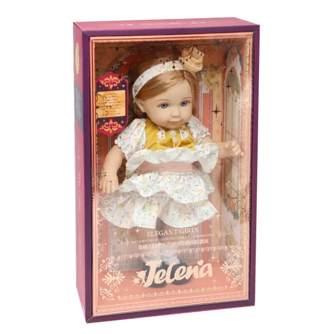 Păpușă „Jelena” în rochie de culoare deschisă cu bentiță, 36 cm, cod 832026