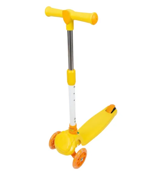 Trotinetă pentru copii cu 3 roți, pliabilă, cu roți luminoase, galbenă, cod 990128