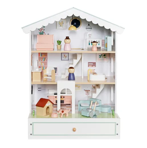 Căsuță de păpuși din lemn cu iluminare, 57,5 ​​x 34 x 69,5 cm, W06A578
