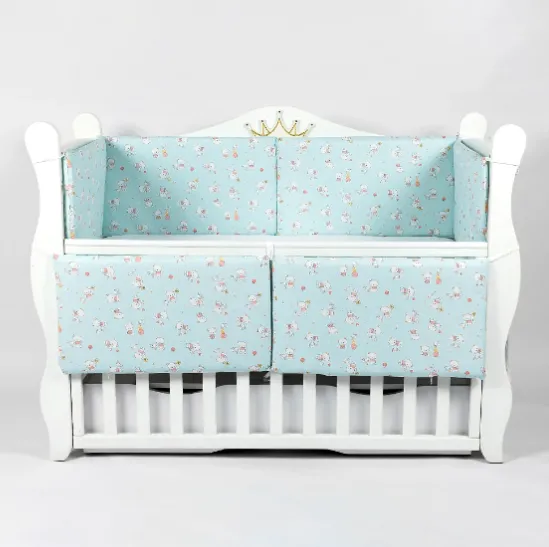 Apărătoare pătuț PM Ursuleț Turcoaz (6 piese), 120x60 cm