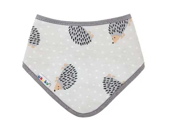 Baveta din bumbac Akuku Hedgehogs Grey