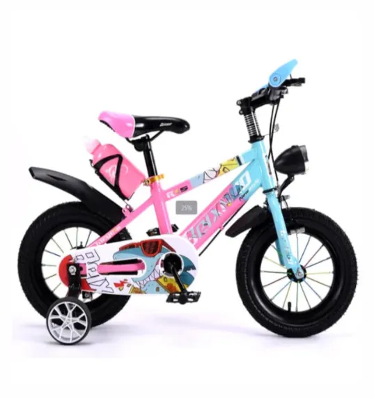 Bicicletă pentru copii cu 4 roți, 16 inch, roz, cod 2308D