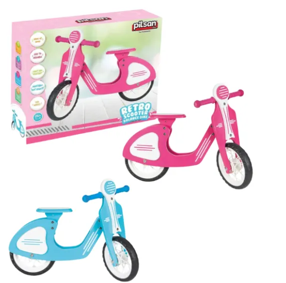 Retro-bicicletă fără pedale, cu roți EVA, albastră/roz