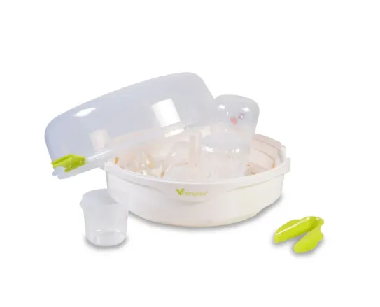 Sterilizator biberoane cu abur pentru microunde Moni Fresh White & Green