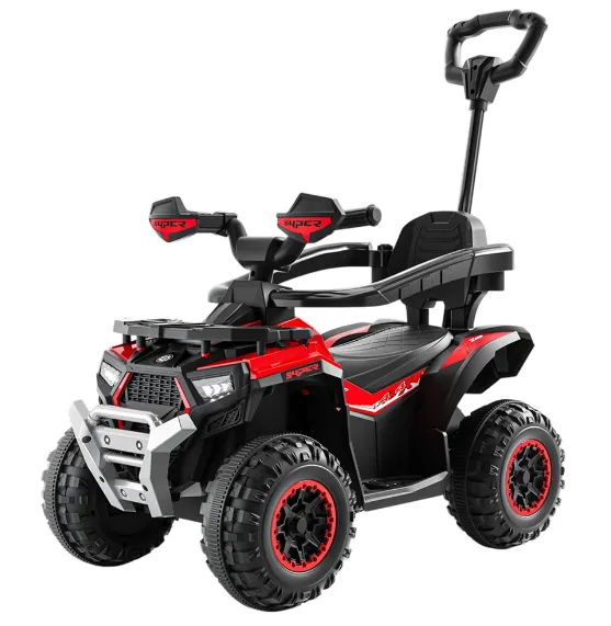 ATV electric pentru copii cu mâner parental, muzică și lumini, design sport, roșu (052465)