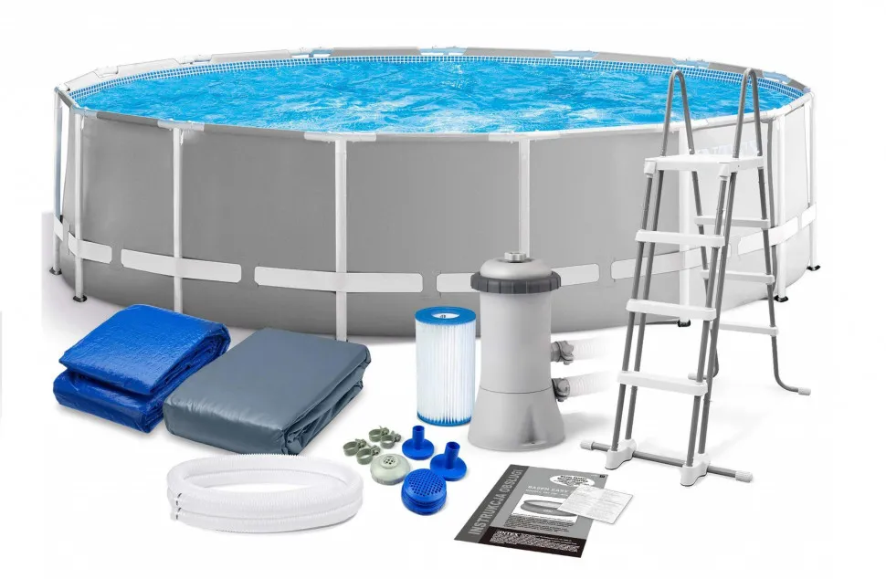 Bazin cu carcas Prism Frame 457x122 cm, 16805 l, filtru-pompa 3785 l/ora, scara, tent аrt. 26726