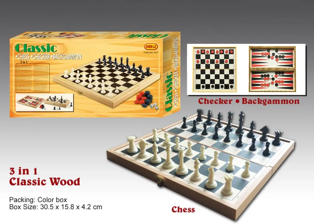 Set de jocuri de masă 3 în 1 (Dame/Șah/Tack) 30,5 cm 1877