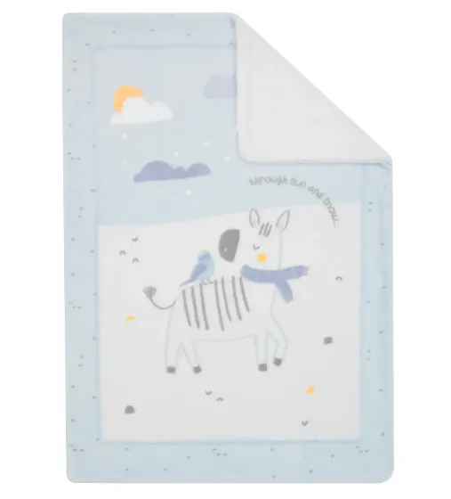 Păturică Kikkaboo Sherpa Stripy Friends Blue, 110x140 cm