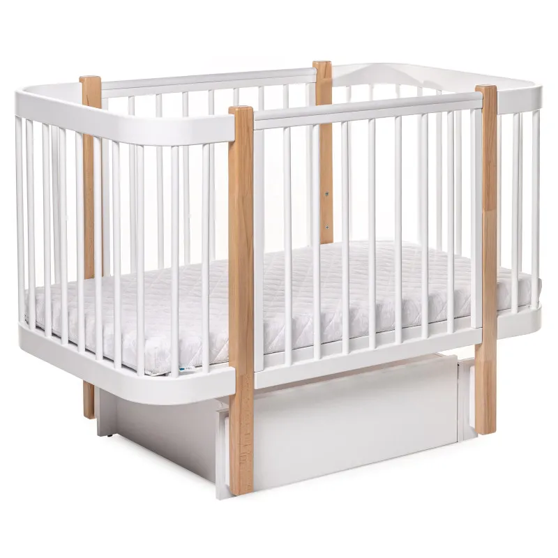 Pătuţ Eucalyptus Karol Premium Longitudinal (DS-9031) Alb+Natural