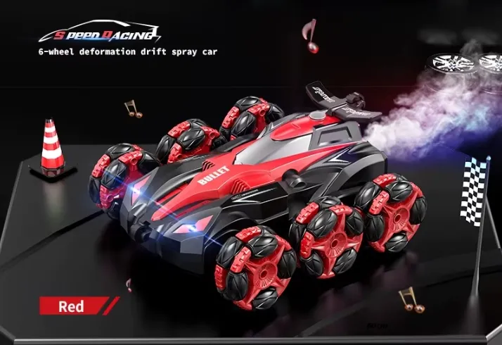 Mașină sprint cu 2 telecomenzi, 6 roți, baterie, JC-532