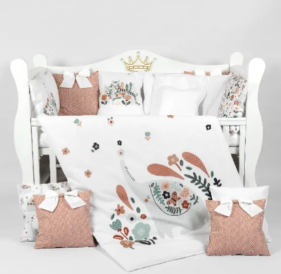 Lenjerie de pătuț PM Premium Elefant (8 piese), 120x60 cm