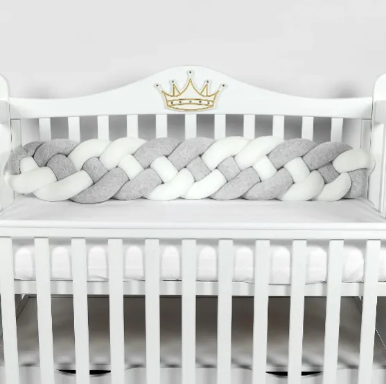 Apărătoare pătuț PernaMea Cosiță Gri (1 piesă), 120x20 cm