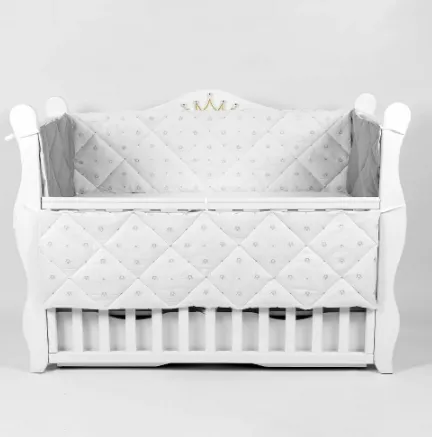 Apărătoare pătuț PM Coroniță Gri (6 piese), 120x60 cm