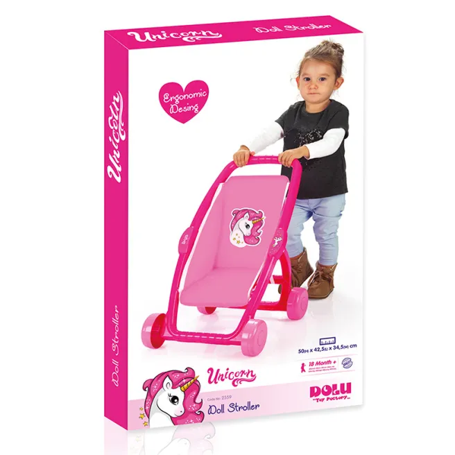 DL Carucior pentru papusi Unicorn roz