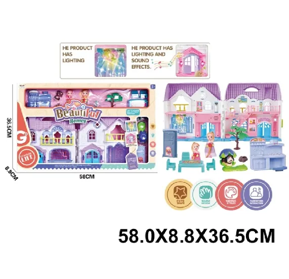 Casuta pentru papusi in set cu accesorii,cu lumini (76179)