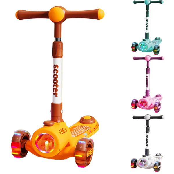 Trotinetă pliabilă cu trei roți, lumini LED și muzică, 4 culori