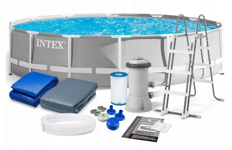 Bazin cu carcas Prism Frame 427х107 сm, 12706 l, filtru, pompa, 3785 л/ч, scara, tent, арт. 26720