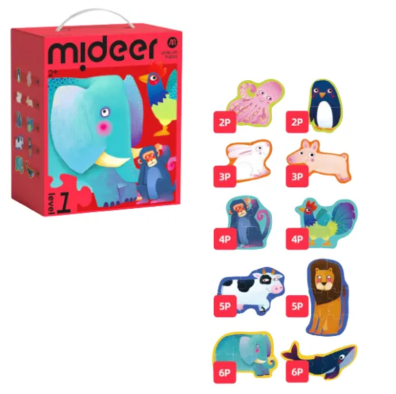 Seria de puzzle-uri „Animale”, 10 în 1, nivelul 1