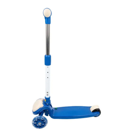 Trotinetă pentru copii cu 3 roți, pliabilă, cu roți luminoase, albastră, cod 990127