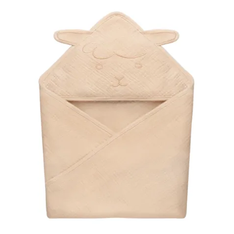 Prosop de baie Lionelo Muslin Hooded Towel Beige Sand, 80x80 cm