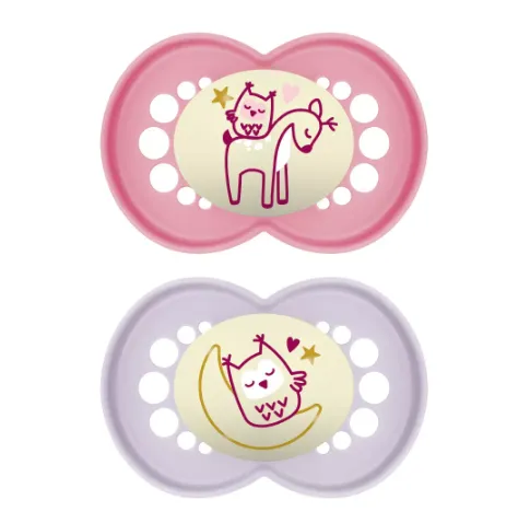 Suzeta ortodontica din silicon MAM Original Night Planet Love Girl (16+ luni), 2 buc.