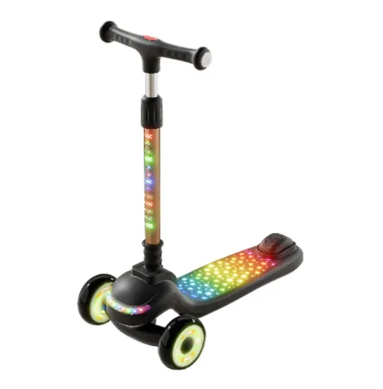 Trotinetă pentru copii cu 3 roți luminoase, platformă cu muzică și lumini, ghidon cu lumini, negru, RTM Scooter (40465)