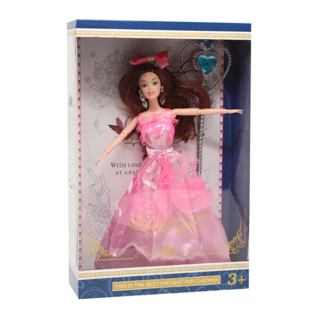 Păpușă în rochie de seară 28 cm, roz, cod 822150