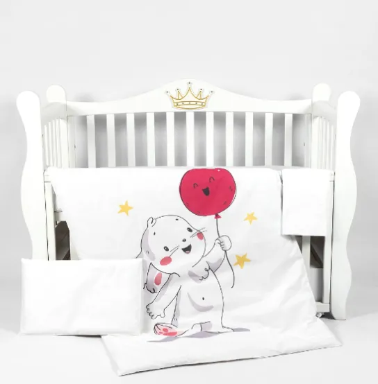 Lenjerie de pătuț PM Premium Iepuraș Gri (3 piese), 120x60 cm