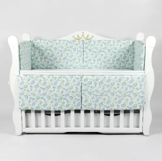 Apărătoare pătuț PM Baby Dinno Turcoaz (6 piese), 120x60 cm