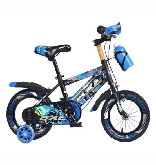 Bicicletă pentru copii cu 4 roți, 14 inch, albastră, cod 2303D